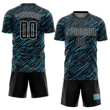 Custom Black Panther Blue-White Line Sports Sublimation Soccer Uniform Jersey
