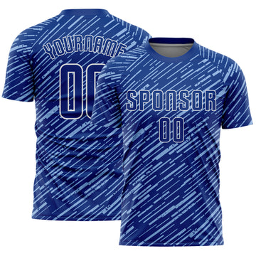 Custom Royal Light Blue-White Line Sports Sublimation Soccer Uniform Jersey