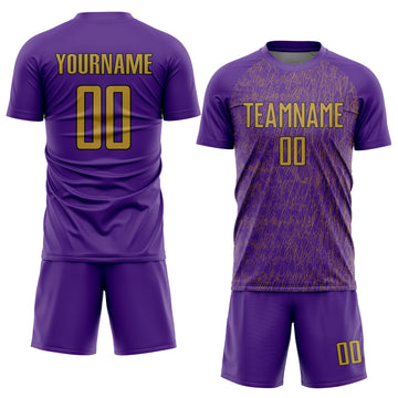 Custom Purple Old Gold-Black Abstract Scribble Curve Line Pattern Sports Sublimation Soccer Uniform Jersey