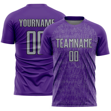 Custom Purple Gray-Black Abstract Scribble Curve Line Pattern Sports Sublimation Soccer Uniform Jersey