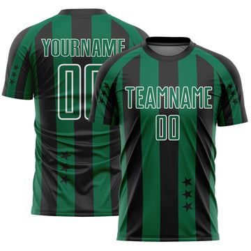Custom Black Kelly Green-White Stars And Stripes Sports Sublimation Soccer Uniform Jersey