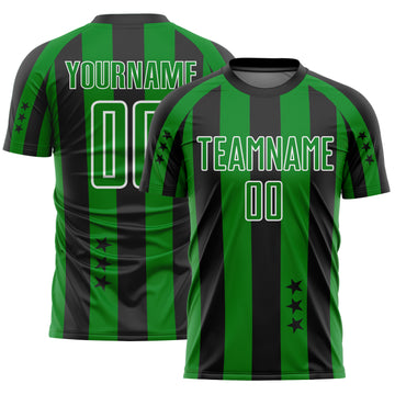 Custom Black Grass Green-White Stars And Stripes Sports Sublimation Soccer Uniform Jersey