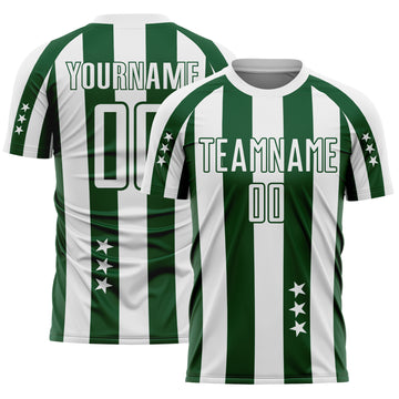 Custom White Green Stars And Stripes Sports Sublimation Soccer Uniform Jersey
