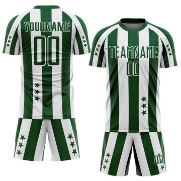 Custom Green White Stars And Stripes Sports Sublimation Soccer Uniform Jersey
