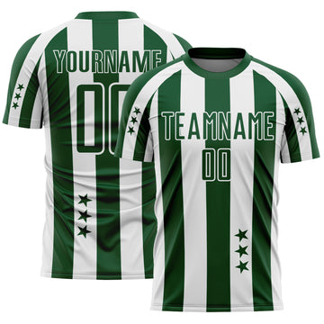 Custom Green White Stars And Stripes Sports Sublimation Soccer Uniform Jersey