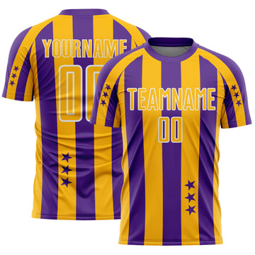 Custom Purple Gold-Black Stars And Stripes Sports Sublimation Soccer Uniform Jersey