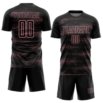 Custom Black Medium Pink Streamline Wave Cyberpunk Neon Tech Sports Sublimation Soccer Uniform Jersey