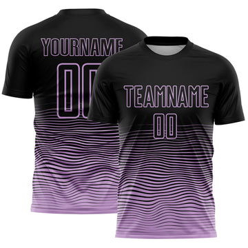 Custom Black Light Purple Gradient Wave Line Sports Sublimation Soccer Uniform Jersey