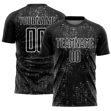 Custom Black Steel Gray-White France Speckle Sublimation Soccer Uniform Jersey