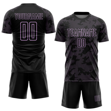 Custom Black-Light Purple Curve Lines Sublimation Soccer Uniform Jersey