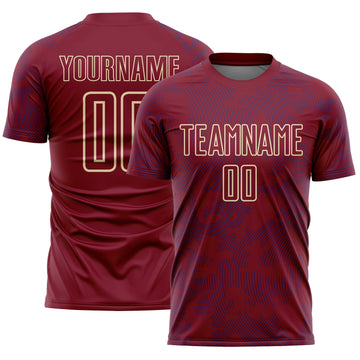 Custom Crimson Royal-Cream Curve Lines Sublimation Soccer Uniform Jersey