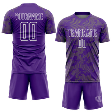 Custom Purple Neon Green-White Curve Lines Sublimation Soccer Uniform Jersey