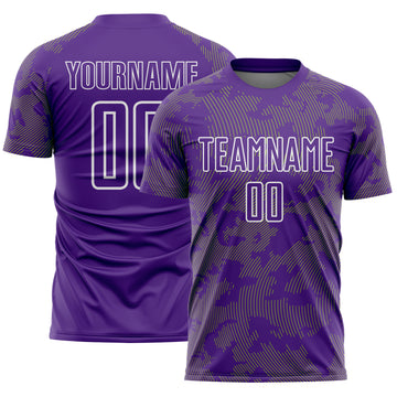 Custom Purple Neon Green-White Curve Lines Sublimation Soccer Uniform Jersey