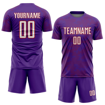 Custom Purple White-Red Curve Lines Sublimation Soccer Uniform Jersey