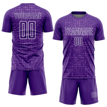 Custom Purple White-Medium Purple Digital Geometric Fragment Speckles Sublimation Soccer Uniform Jersey