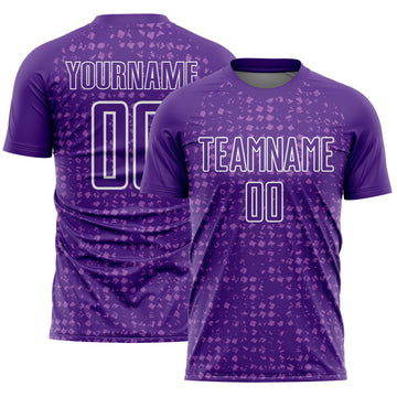 Custom Purple White-Medium Purple Digital Geometric Fragment Speckles Sublimation Soccer Uniform Jersey
