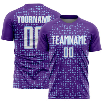Custom Purple White-Light Blue Digital Geometric Fragment Speckles Sublimation Soccer Uniform Jersey