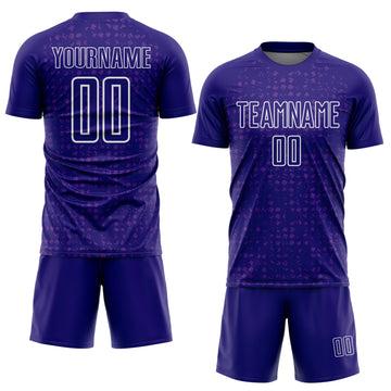 Custom Dark Purple White-Purple Digital Geometric Fragment Speckles Sublimation Soccer Uniform Jersey