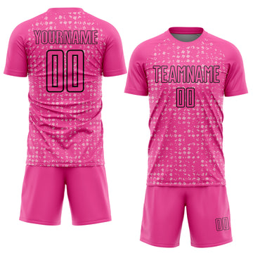Custom Pink Black-Light Pink Digital Geometric Fragment Speckles Sublimation Soccer Uniform Jersey