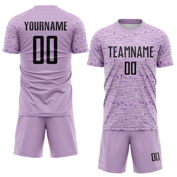 Custom Light Purple-Black Distressed Fragment Brush Stroke Sublimation Soccer Uniform Jersey