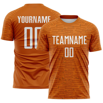 Custom Texas Orange-White Distressed Fragment Brush Stroke Sublimation Soccer Uniform Jersey