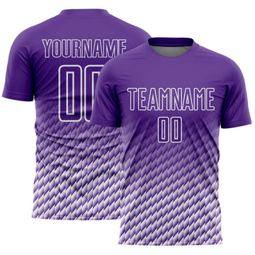 Custom Purple-White Geometric Wave Gradient Sublimation Soccer Uniform Jersey