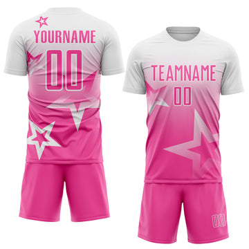 Custom White-Pink Gradient Style Twinkle Star Sublimation Soccer Uniform Jersey