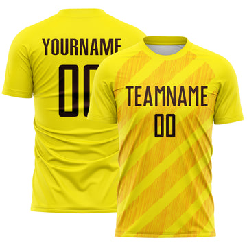 Custom Light Yellow Brown-Gold Diagonal Stripes Sublimation Soccer Uniform Jersey