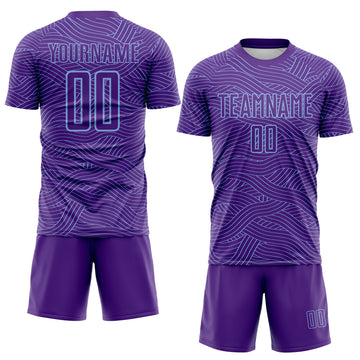 Custom Purple-Light Blue Abstract Wave Lines Interlocking Sublimation Soccer Uniform Jersey