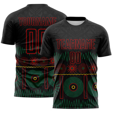 Custom Black Green Yellow-Red Jamaica Reggae Culture Sublimation Soccer Uniform Jersey