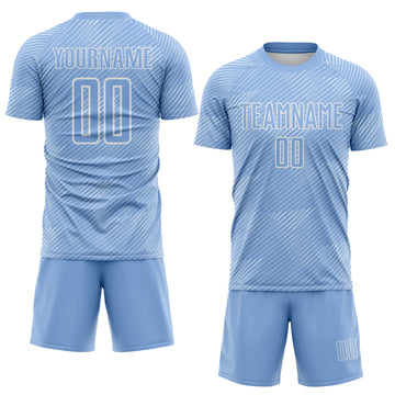 Custom Light Blue-White Diagonal Scratch Lines Argentina Sublimation Soccer Uniform Jersey