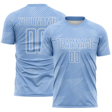 Custom Light Blue-White Diagonal Scratch Lines Argentina Sublimation Soccer Uniform Jersey