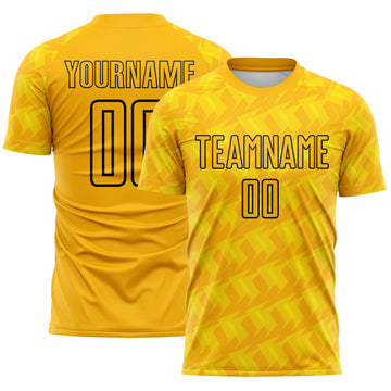 Custom Gold-Black Chevron Geometric Arrow Sublimation Soccer Uniform Jersey