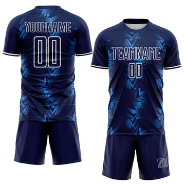 Custom Navy Powder Blue-White USA Style Patriotic Geometric Chevron Lines Sublimation Soccer Uniform Jersey