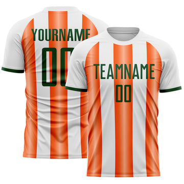 Custom White Green-Orange Gradient Vertical Stripe Argentina Style Sublimation Soccer Uniform Jersey