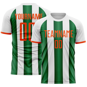 Custom White Orange-Green Gradient Vertical Stripe Argentina Style Sublimation Soccer Uniform Jersey