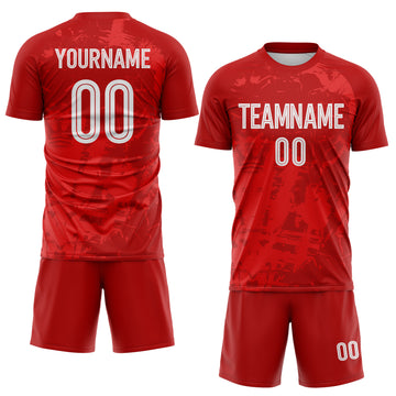 Custom Red-White Brush Stroke Splatter England Style Sublimation Soccer Uniform Jersey