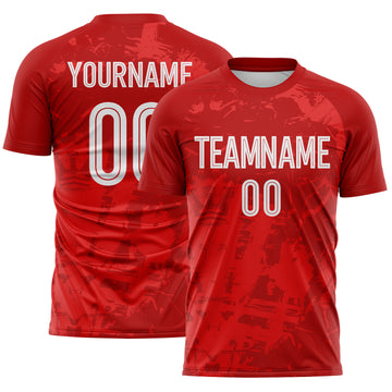 Custom Red-White Brush Stroke Splatter England Style Sublimation Soccer Uniform Jersey