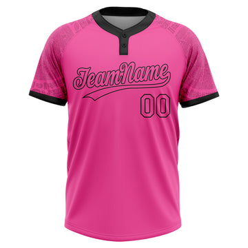 Custom Pink Black Ethnic Aztec Mexican Heritage Two-Button Unisex Softball Jersey