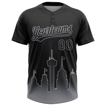 Custom Black Gray San Antonio City Edition Gradient Two-Button Unisex Softball Jersey