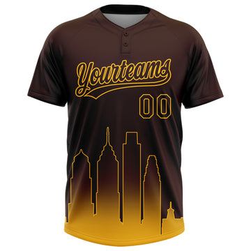 Custom Brown Gold San Diego City Edition Gradient Two-Button Unisex Softball Jersey