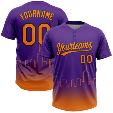 Custom Purple Bay Orange-Black Phoenix City Edition Gradient Two-Button Unisex Softball Jersey