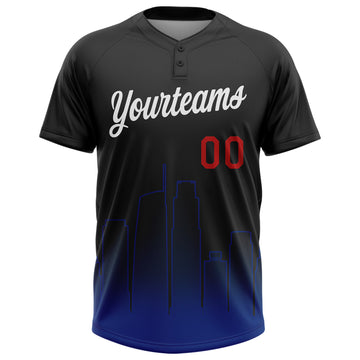 Custom Black White Royal-Red Los Angeles City Edition Gradient Two-Button Unisex Softball Jersey