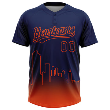 Custom Navy Orange Denver City Edition Gradient Two-Button Unisex Softball Jersey