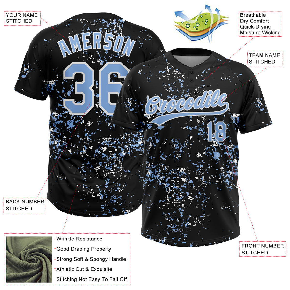 Custom Abstract Shattered Paint Splatter Two-Button Unisex Softball ...