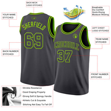 Custom Steel Gray Neon Green Authentic Basketball Jerse