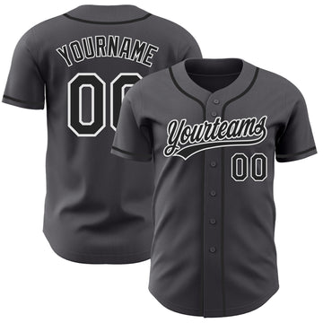 Custom Steel Gray Black-White Authentic Baseball Jersey