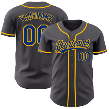 Custom Steel Gray Royal-Gold Authentic Baseball Jersey
