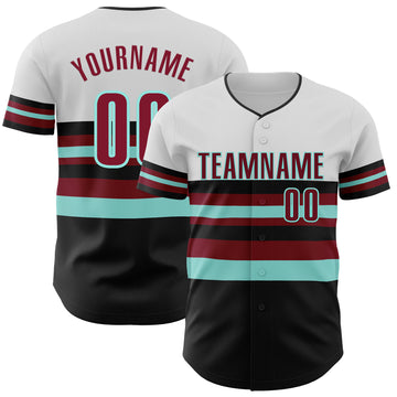 Custom White Crimson Black-Ice Blue Block Stripes Lines Arizona Style Authentic Baseball Jersey