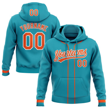 Custom Stitched Teal Orange-White Baseball Pullover Sweatshirt Hoodie